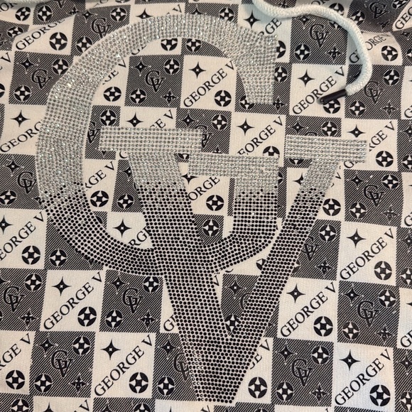 Avenue George V Paris Monochrome Patterned Men's Hoodie - Picture 4 of 6